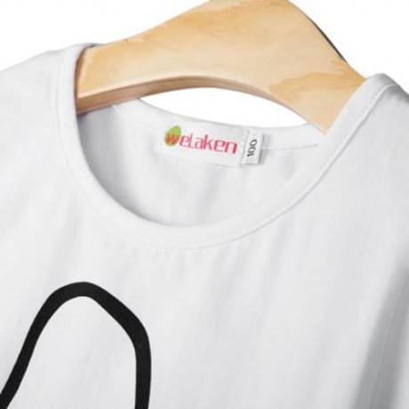 FASHION COTTON MATERIAL ROUND COLLAR SHORT SLEEVE KIDS T-SHIRT (WHITE)