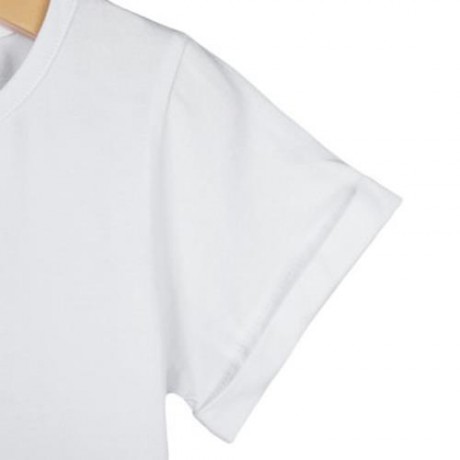 FASHION COTTON MATERIAL ROUND COLLAR SHORT SLEEVE KIDS T-SHIRT (WHITE)
