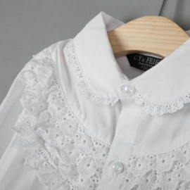 SWEET CHILDREN COTTON LONG SLEEVE LACE SHIRT WITH BUTTON (WHITE)