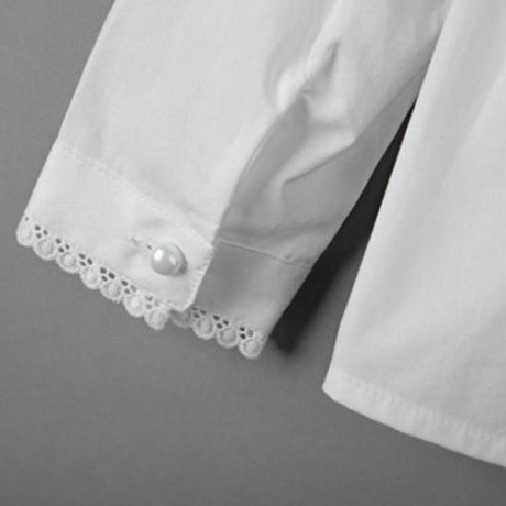 SWEET CHILDREN COTTON LONG SLEEVE LACE SHIRT WITH BUTTON (WHITE)