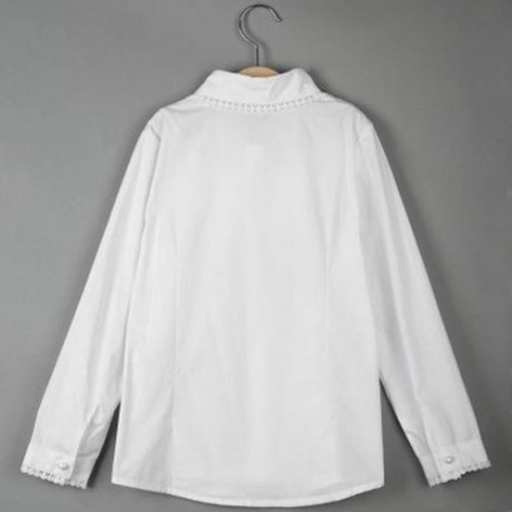 SWEET CHILDREN COTTON LONG SLEEVE LACE SHIRT WITH BUTTON (WHITE)