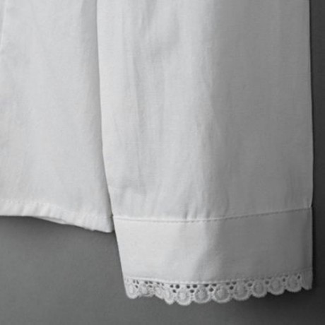 SWEET CHILDREN COTTON LONG SLEEVE LACE SHIRT WITH BUTTON (WHITE)