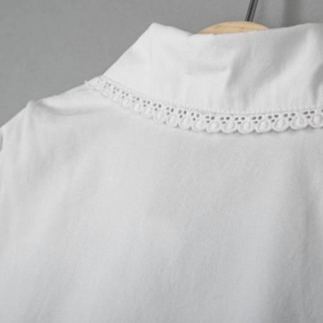 SWEET CHILDREN COTTON LONG SLEEVE LACE SHIRT WITH BUTTON (WHITE)