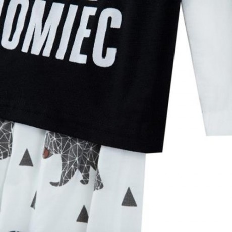 2PCS CUTE CHILDREN ROUND COLLAR T-SHIRT ANIMAL PATTERN PANTS (BLACK)