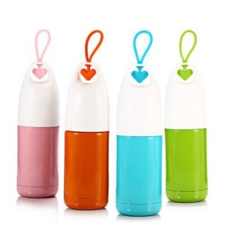 U CUP U - 01330 PORTABLE STAINLESS STEEL HEART SHAPE HANDLE VACUUM DRINKING WATER BOTTLE (