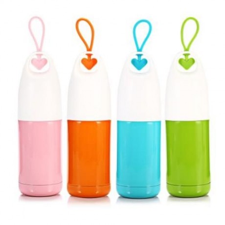 U CUP U - 01330 PORTABLE STAINLESS STEEL HEART SHAPE HANDLE VACUUM DRINKING WATER BOTTLE (