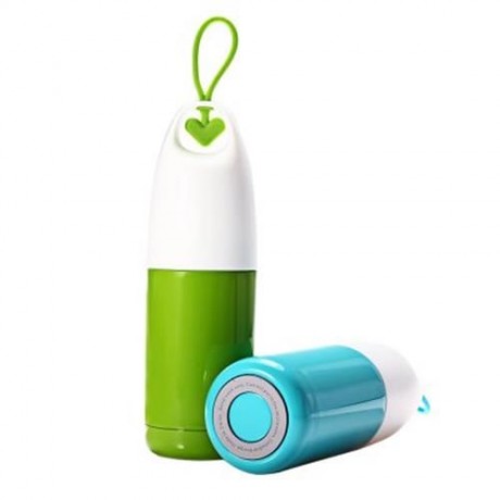 U CUP U - 01330 PORTABLE STAINLESS STEEL HEART SHAPE HANDLE VACUUM DRINKING WATER BOTTLE (