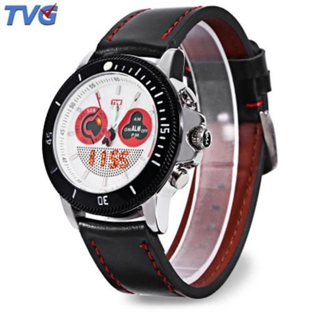TVG 469 DIGITAL QUARTZ DOUBLE MOVT MEN WATCH DAY ALARM LUMINOUS LED DISPLAY CHRONOGRAPH SP