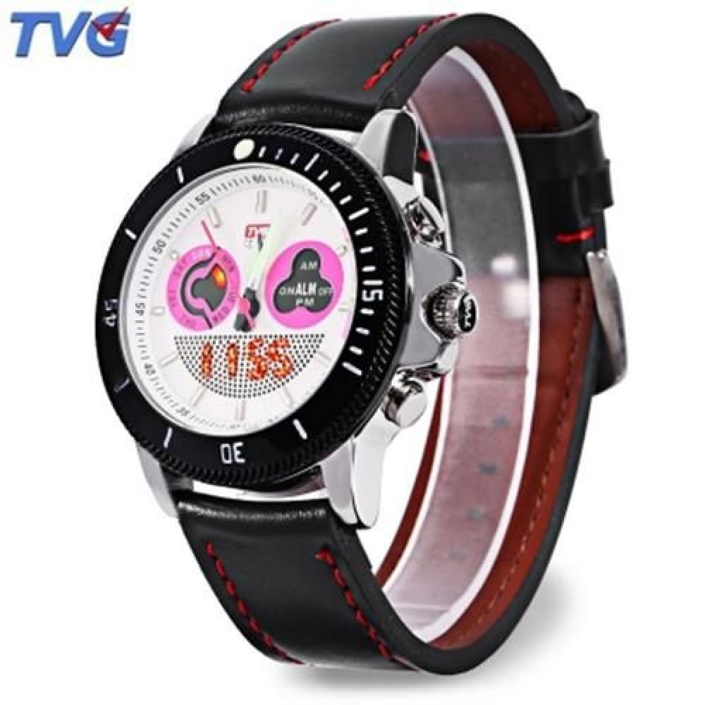 TVG 469 DIGITAL QUARTZ DOUBLE MOVT MEN WATCH DAY ALARM LUMINOUS LED DISPLAY CHRONOGRAPH SP