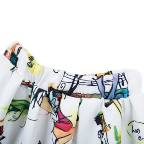2PCS CASUAL PRINTED LONG SLEEVE JACKET WITH ELASTIC WAIST SKIRT CLOTHING SET FOR GIRLS (CO