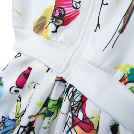 2PCS CASUAL PRINTED LONG SLEEVE JACKET WITH ELASTIC WAIST SKIRT CLOTHING SET FOR GIRLS (CO