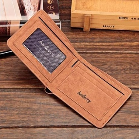 BAELLERRY SOLID COLOR LETTER OPEN SHORT HORIZONTAL MEN WALLET (LIGHT COFFEE)