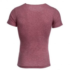 CASUAL ROUND COLLAR SHORT SLEEVE SOLID COLOR COTTON BLEND T-SHIRT FOR MEN (WATERMELON RED)