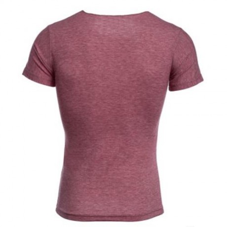 CASUAL ROUND COLLAR SHORT SLEEVE SOLID COLOR COTTON BLEND T-SHIRT FOR MEN (WATERMELON RED)
