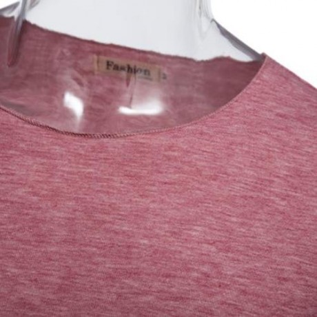 CASUAL ROUND COLLAR SHORT SLEEVE SOLID COLOR COTTON BLEND T-SHIRT FOR MEN (WATERMELON RED)