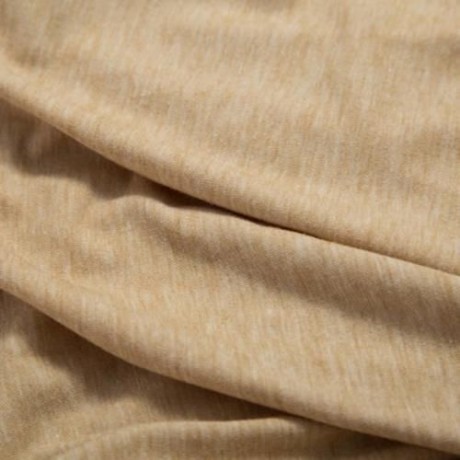 CASUAL ROUND COLLAR SHORT SLEEVE SOLID COLOR COTTON BLEND T-SHIRT FOR MEN (BEIGE)
