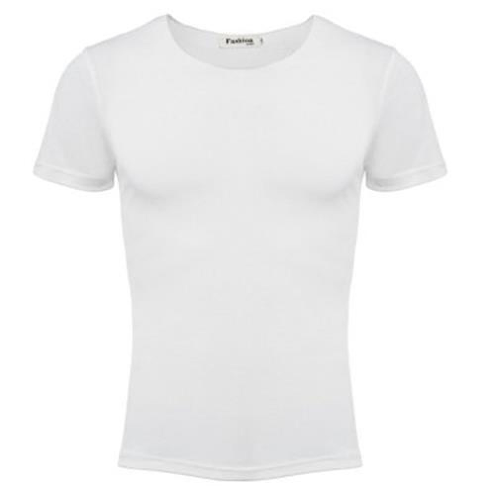 CASUAL ROUND COLLAR SHORT SLEEVE SOLID COLOR COTTON BLEND T-SHIRT FOR MEN (WHITE)