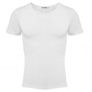 CASUAL ROUND COLLAR SHORT SLEEVE SOLID COLOR COTTON BLEND T-SHIRT FOR MEN (WHITE)