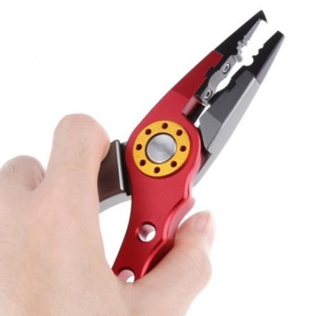 FG - 1016 LIGHT LURE PLIER GRIP PINCER NIPPER WIRE CUTTER SCISSOR FISHING KIT (RED)