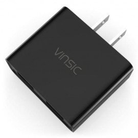 VINSIC VSCW202 12W PORTABLE DUAL USB PORT SMART TRAVELLING WALL CHARGER ADAPTER (BLACK)