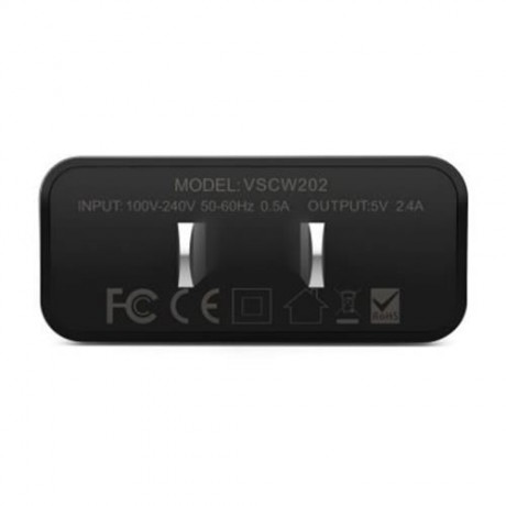 VINSIC VSCW202 12W PORTABLE DUAL USB PORT SMART TRAVELLING WALL CHARGER ADAPTER (BLACK)