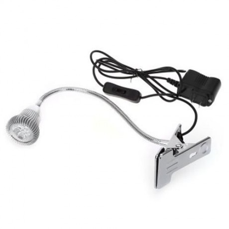 3W LED CLIP CLAMP SPOTLIGHT FLEXIBLE NECK LIGHT (SILVER)