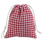 GRID TENSIBILITY ROPE HANDCRAFT COTTON BUGGY BAG FOR WOMEN (RED WITH WHITE)