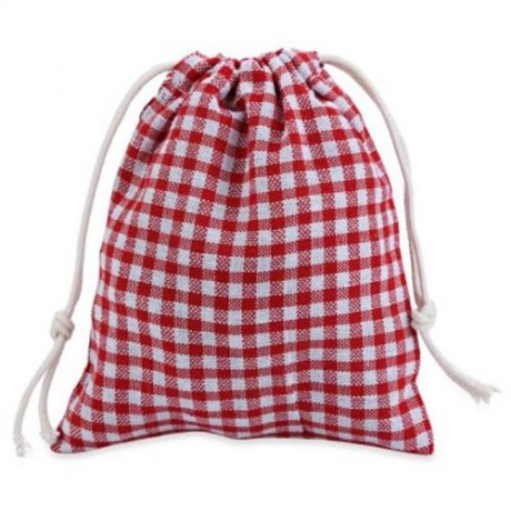 GRID TENSIBILITY ROPE HANDCRAFT COTTON BUGGY BAG FOR WOMEN (RED WITH WHITE)