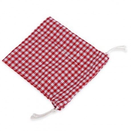 GRID TENSIBILITY ROPE HANDCRAFT COTTON BUGGY BAG FOR WOMEN (RED WITH WHITE)