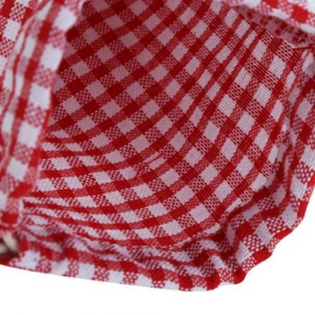 GRID TENSIBILITY ROPE HANDCRAFT COTTON BUGGY BAG FOR WOMEN (RED WITH WHITE)