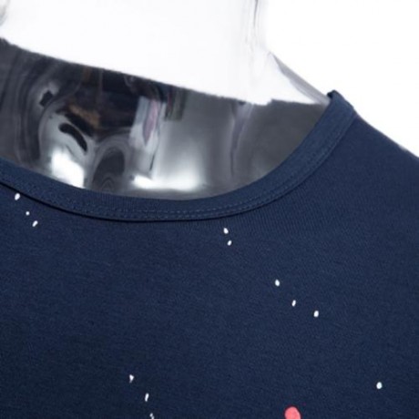 ROUND NECK SHORT SLEEVE PRINTED TRENDY T-SHIRT FOR MEN (DEEP BLUE)