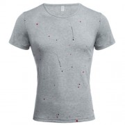 ROUND NECK SHORT SLEEVE PRINTED TRENDY T-SHIRT FOR MEN (GRAY)