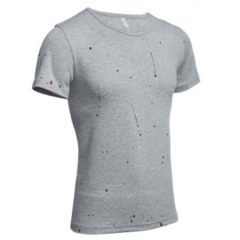 ROUND NECK SHORT SLEEVE PRINTED TRENDY T-SHIRT FOR MEN (GRAY)