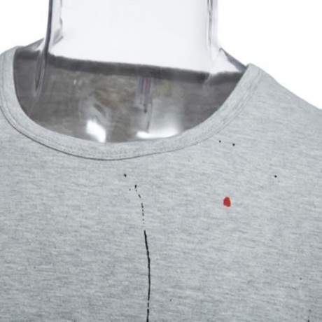 ROUND NECK SHORT SLEEVE PRINTED TRENDY T-SHIRT FOR MEN (GRAY)