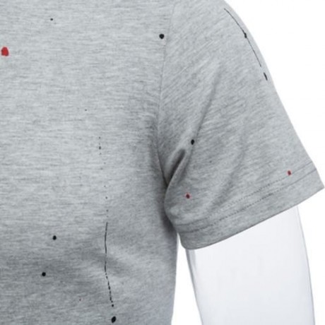 ROUND NECK SHORT SLEEVE PRINTED TRENDY T-SHIRT FOR MEN (GRAY)