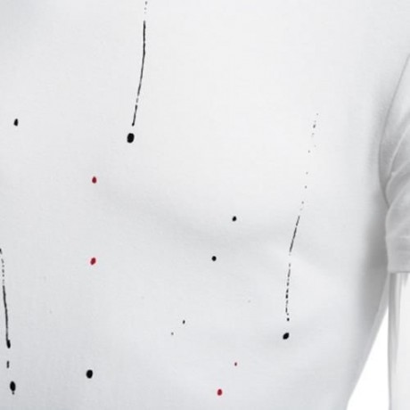 ROUND NECK SHORT SLEEVE PRINTED TRENDY T-SHIRT FOR MEN (WHITE)