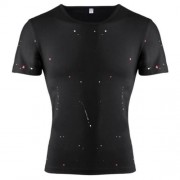 ROUND NECK SHORT SLEEVE PRINTED TRENDY T-SHIRT FOR MEN (BLACK)