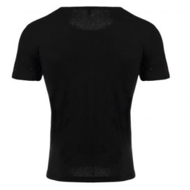 ROUND NECK SHORT SLEEVE PRINTED TRENDY T-SHIRT FOR MEN (BLACK)