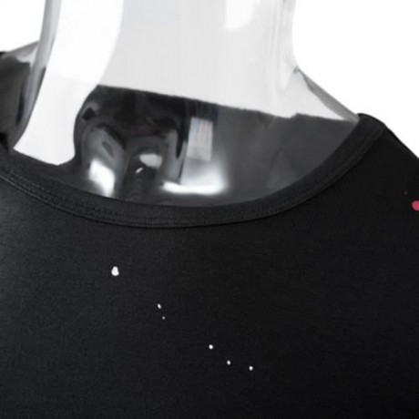 ROUND NECK SHORT SLEEVE PRINTED TRENDY T-SHIRT FOR MEN (BLACK)