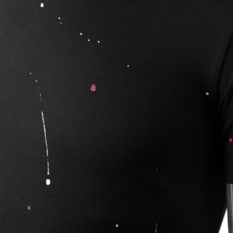 ROUND NECK SHORT SLEEVE PRINTED TRENDY T-SHIRT FOR MEN (BLACK)