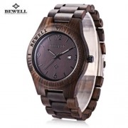 BEWELL ZS - W086B WOOD QUARTZ MEN WATCH ANALOG DATE DISPLAY (EBONY WOOD)