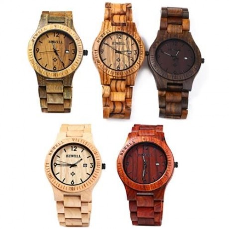 BEWELL ZS - W086B WOOD QUARTZ MEN WATCH ANALOG DATE DISPLAY (EBONY WOOD)