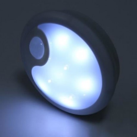 ROUND BATTERY POWERED 6 LEDS WIRELESS LIGHT CONTROL LAMP HUMAN BODY INDUCTION NIGHT LIGHT 