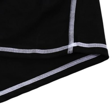 SHORT SLEEVES STRAITJACKET TOP COLLAR RASH GUARD LYCRA SWIMSUIT SURFING SWIM SHIRT (BLACK)