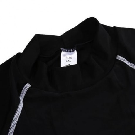 SHORT SLEEVES STRAITJACKET TOP COLLAR RASH GUARD LYCRA SWIMSUIT SURFING SWIM SHIRT (BLACK)