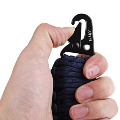 INLIFE EXCLUSIVE SURVIVAL CARABINER FLINT FIRE STARTER FISHING TOOLS WITH KEY CHAIN (PURPL