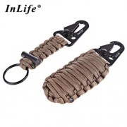 INLIFE EXCLUSIVE SURVIVAL CARABINER FLINT FIRE STARTER FISHING TOOLS WITH KEY CHAIN (KHAKI