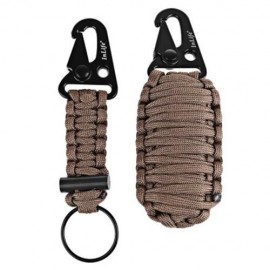 INLIFE EXCLUSIVE SURVIVAL CARABINER FLINT FIRE STARTER FISHING TOOLS WITH KEY CHAIN (KHAKI