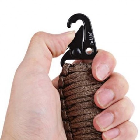 INLIFE EXCLUSIVE SURVIVAL CARABINER FLINT FIRE STARTER FISHING TOOLS WITH KEY CHAIN (KHAKI