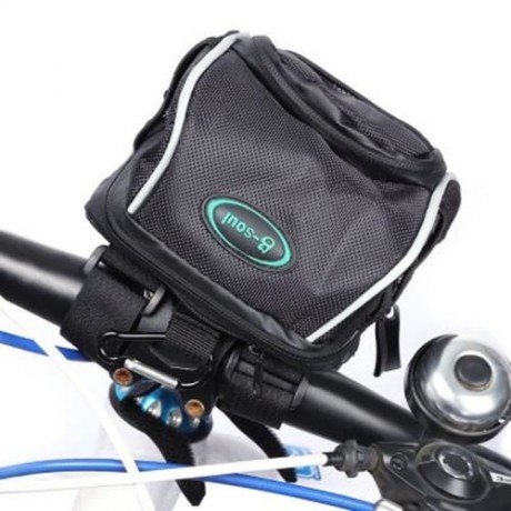 B - SOUL BICYCLE CYCLING BIKE QUICK RELEASE HANDLEBAR BAG FRONT BASKET POUCH WITH RAIN COV